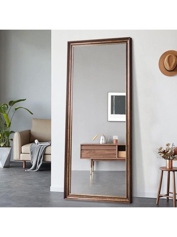 Full Length Standing Mirror for Bedroom or Living Room - European Style Dressing Mirror, PS Polymer Frame, 65"x 22" (Gold)