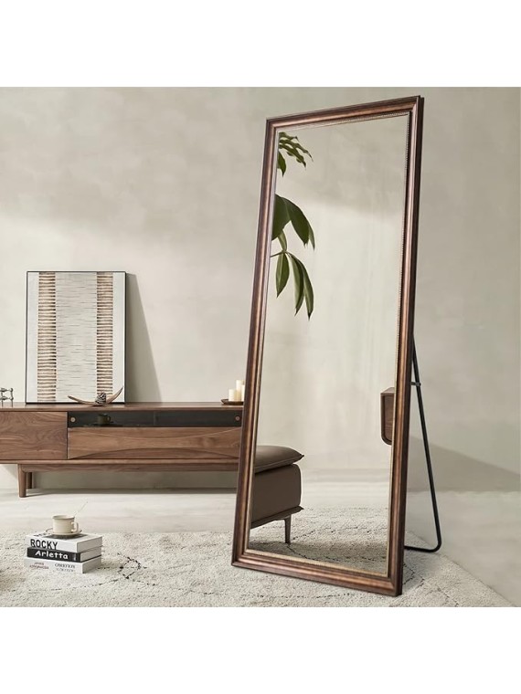 Full Length Standing Mirror for Bedroom or Living Room - European Style Dressing Mirror, PS Polymer Frame, 65"x 22" (Gold)