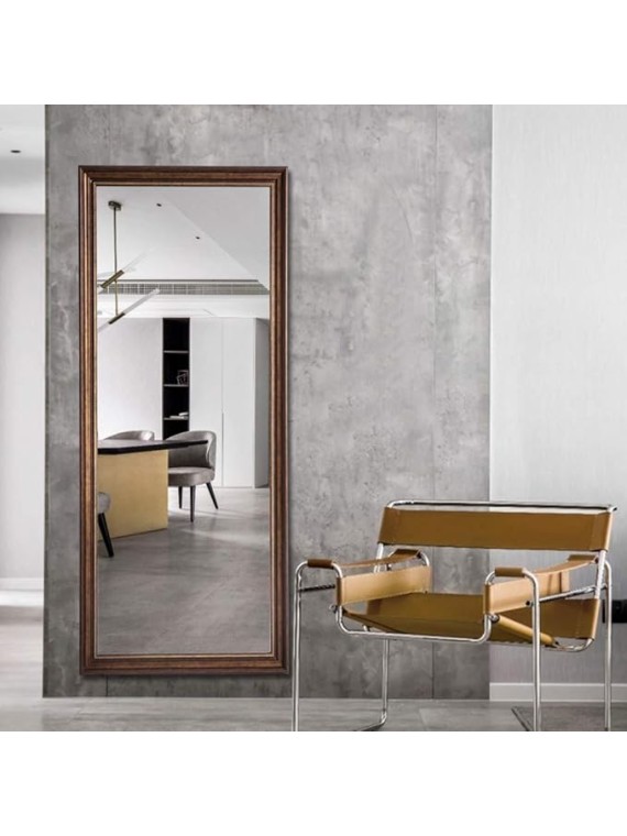 Full Length Standing Mirror for Bedroom or Living Room - European Style Dressing Mirror, PS Polymer Frame, 65"x 22" (Gold)