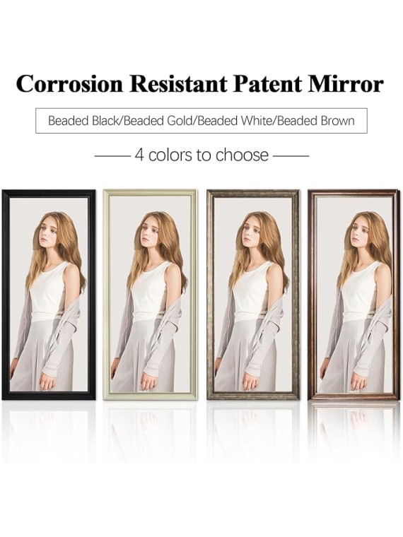 Full Length Standing Mirror for Bedroom or Living Room - European Style Dressing Mirror, PS Polymer Frame, 65"x 22" (Gold)