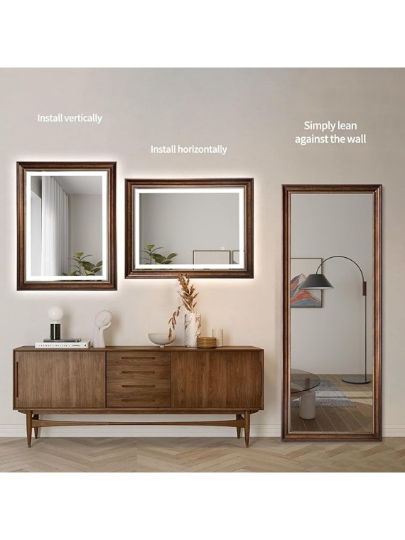 Full Length Standing Mirror for Bedroom or Living Room - European Style Dressing Mirror, PS Polymer Frame, 65"x 22" (Gold)