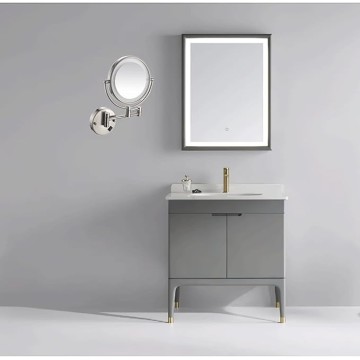 Wall Mounted Makeup Mirror with Lights, Bathroom Mirrors for Vanity 8 Inch, Cosmetic Mirror 360 Rotation Extendable Double Sided LED Lighted Shaving Mirrors (Nickel Wire Drawing USB Charging 5X)