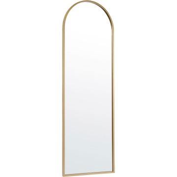 Mila Full Length Floor Mirror, Wall Mounted or Wall Leaning, Slim Arched Metal Frame, 22x65, Gold