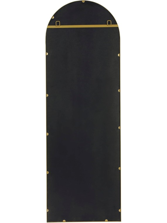 Mila Full Length Floor Mirror, Wall Mounted or Wall Leaning, Slim Arched Metal Frame, 22x65, Gold