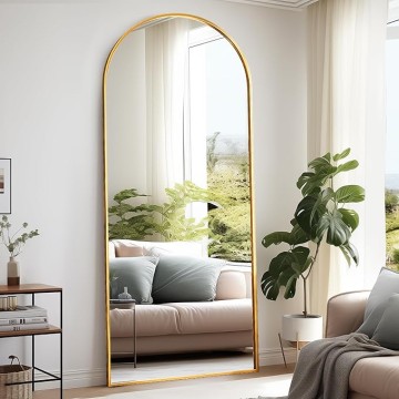 Floor Full Length Mirror, Arched Mirrors Full Length 76"x34" Freestanding Large/with Aluminum Frame & Wall Mounted & Hanging or Leaning & Full Body Mirror for Bedroom, (Gold)