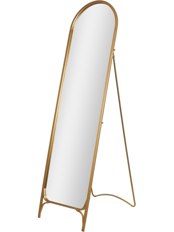The Novogratz Metal Room Floor Mirror Arched Freestanding Foldable Entryway Mirror, Free Standing Mirror 18" x 24" x 65", Gold