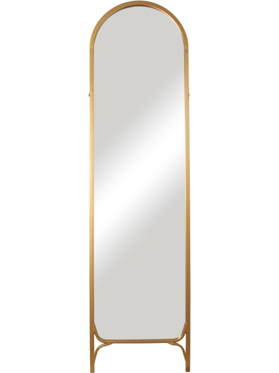 The Novogratz Metal Room Floor Mirror Arched Freestanding Foldable Entryway Mirror, Free Standing Mirror 18" x 24" x 65", Gold