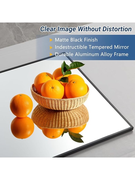 71"X32" Floor Mirror Full Length with Stand, Black Rectangle Large Free Standing Full Length Body Mirror for Gym Bedroom Living Room, Tempered Glass, Aluminum Alloy Frame