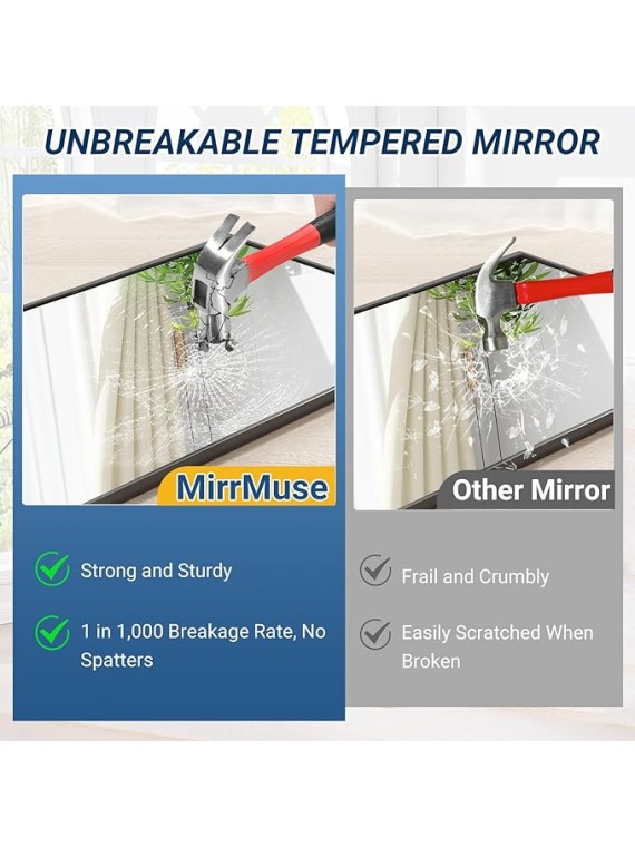 71"X32" Floor Mirror Full Length with Stand, Black Rectangle Large Free Standing Full Length Body Mirror for Gym Bedroom Living Room, Tempered Glass, Aluminum Alloy Frame