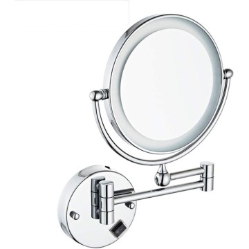 Wall Mounted Makeup Mirror with LED Lights, Double Sided Magnifying Makeup Mirror for Bathroom, Two-Sided Extendable, 360 Degree Swivel, for Bathroom Vanity, Ro(Hardwired 3X)