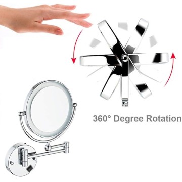 Wall Mounted Makeup Mirror with LED Lights, Double Sided Magnifying Makeup Mirror for Bathroom, Two-Sided Extendable, 360 Degree Swivel, for Bathroom Vanity, Ro(Hardwired 3X)