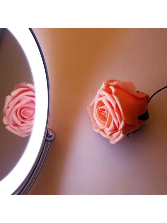 Wall Mounted Makeup Mirror with LED Lights, Double Sided Magnifying Makeup Mirror for Bathroom, Two-Sided Extendable, 360 Degree Swivel, for Bathroom Vanity, Ro(Hardwired 3X)
