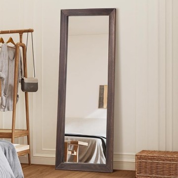 Rustic Farmhouse Full Length Mirror, 64"x21" Wood Frame Floor Mirror, Free Standing Mirror Leaning Wall Mirror Full Length, Full Body Mirror for Bedroom Living Room Cloakroom, Brown