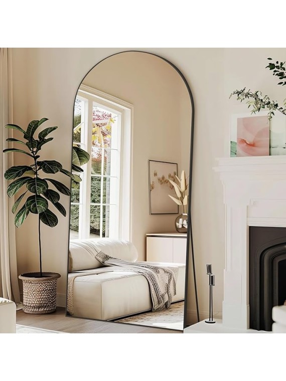 Arched Full Length Mirror, 71"x32" Large Floor Mirror Free Standing, Large Full Body Mirror for Bedroom Living Room Gym, Black Mirror Full Length with Tempered Glass, Wall Mirror Full Length