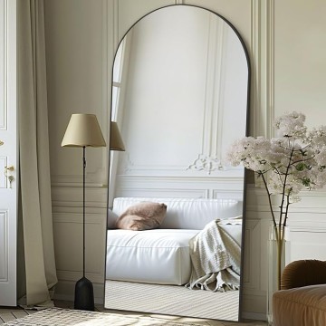Arched Full Length Mirror, 71"x32" Large Floor Mirror Free Standing, Large Full Body Mirror for Bedroom Living Room Gym, Black Mirror Full Length with Tempered Glass, Wall Mirror Full Length