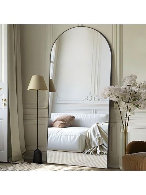 Arched Full Length Mirror, 71"x32" Large Floor Mirror Free Standing, Large Full Body Mirror for Bedroom Living Room Gym, Black Mirror Full Length with Tempered Glass, Wall Mirror Full Length