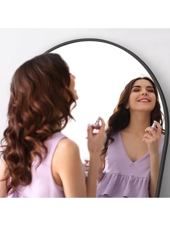 Arched Full Length Mirror, 71"x32" Large Floor Mirror Free Standing, Large Full Body Mirror for Bedroom Living Room Gym, Black Mirror Full Length with Tempered Glass, Wall Mirror Full Length